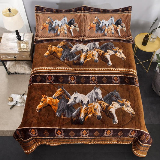Rustic Brown Western Horses And Horseshoe CLA20121925B Bedding Sets