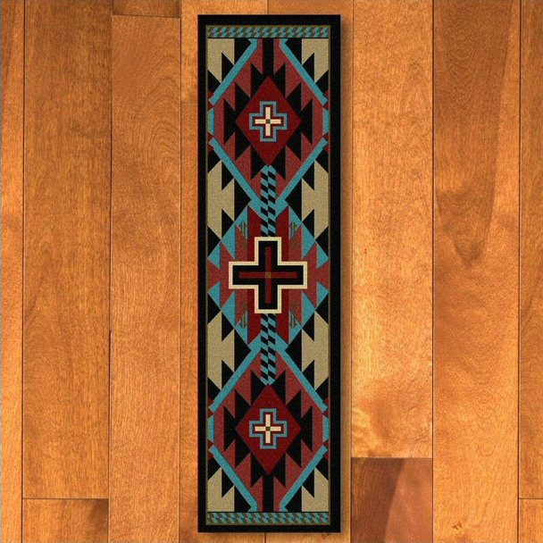 Rustic Cross Blue Southwest CLM2510071N Runner Rug