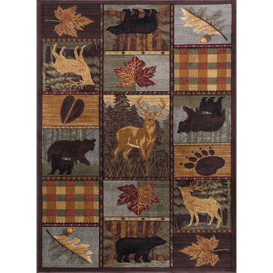 Rustic Deer And Bear CLA0410117R Rug