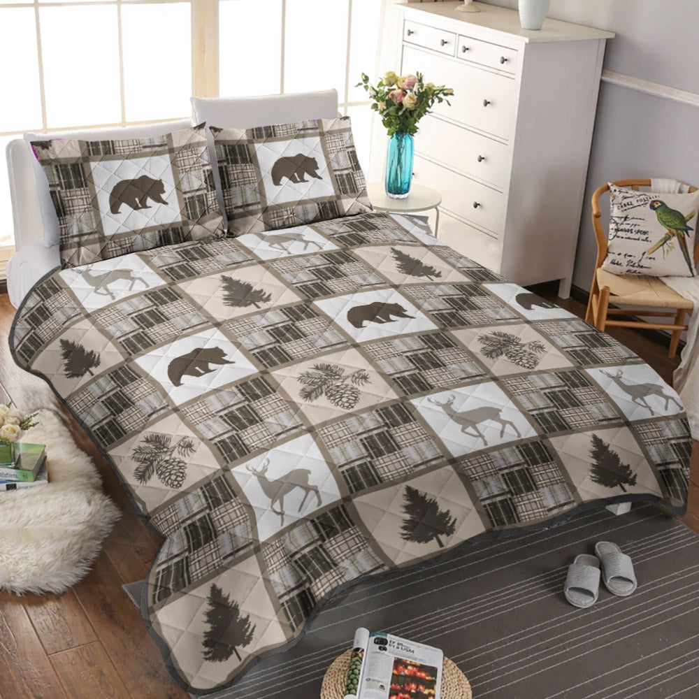 Rustic Deer And Bear CLA2709182B Quilt Bedding Set