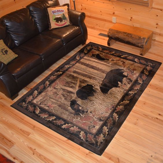 Rustic Lodge Black Bear CLA2509366R Rug