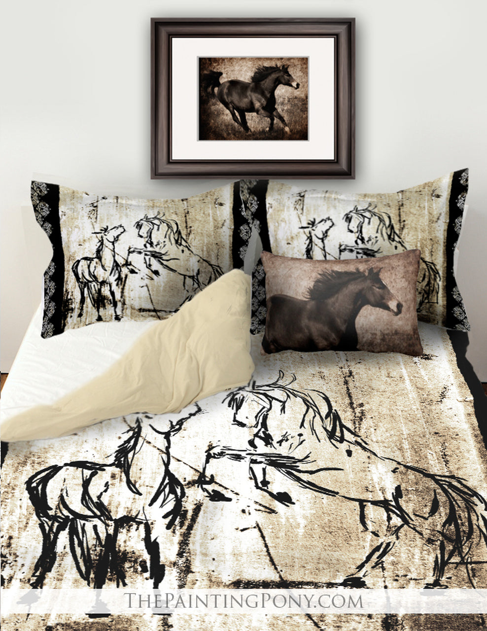 Rustic Rearing Horses Equestrian CLM1810135B Bedding Sets