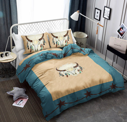 Rustic Turquoise Cow Skull Longhorn CLM2110443B Bedding Sets