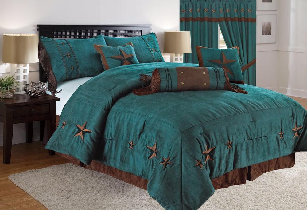 Rustic Turquoise Embroidery Star Western CLM2110445B Bedding Sets