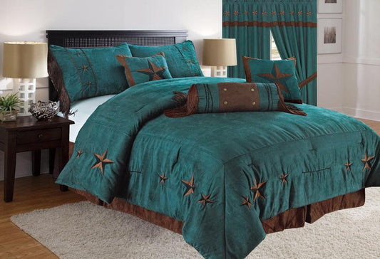 Rustic Turquoise Embroidery Star Western CLM2110445B Bedding Sets
