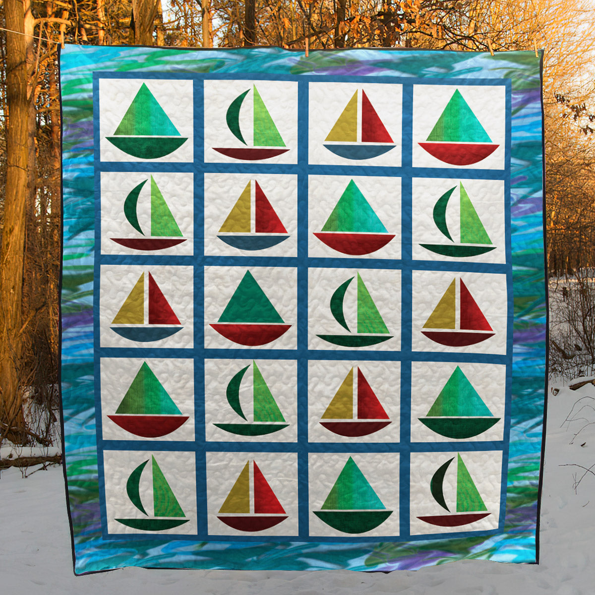 Sailboat CLA1110453Q Quilt Blanket