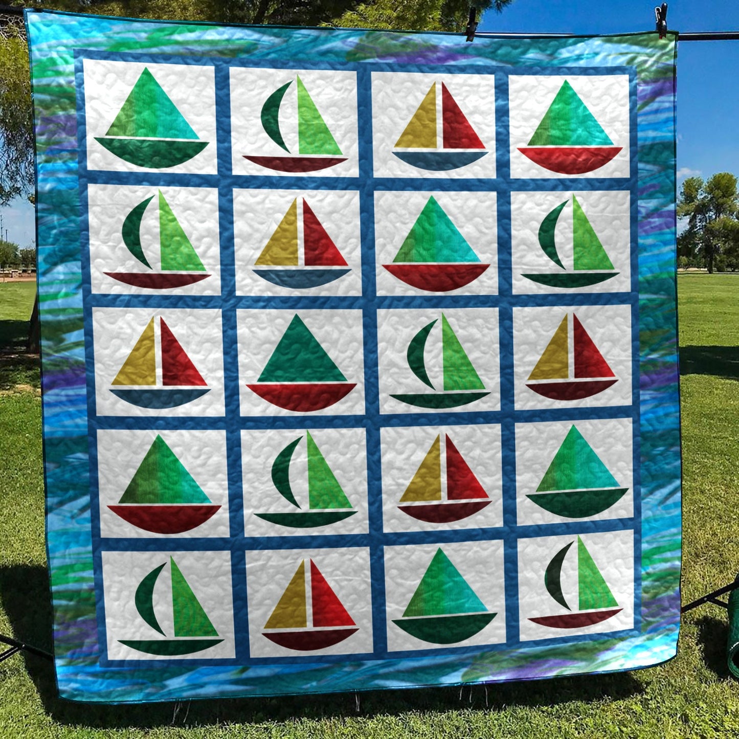 Sailboat CLA1110453Q Quilt Blanket