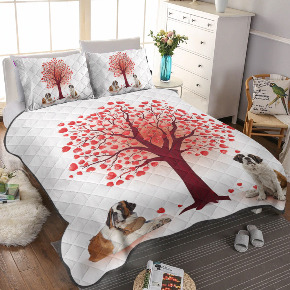 Saint Bernard Heart Tree CLM3010506B Quilt Bedding Set