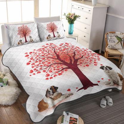 Saint Bernard Heart Tree CLM3010506B Quilt Bedding Set