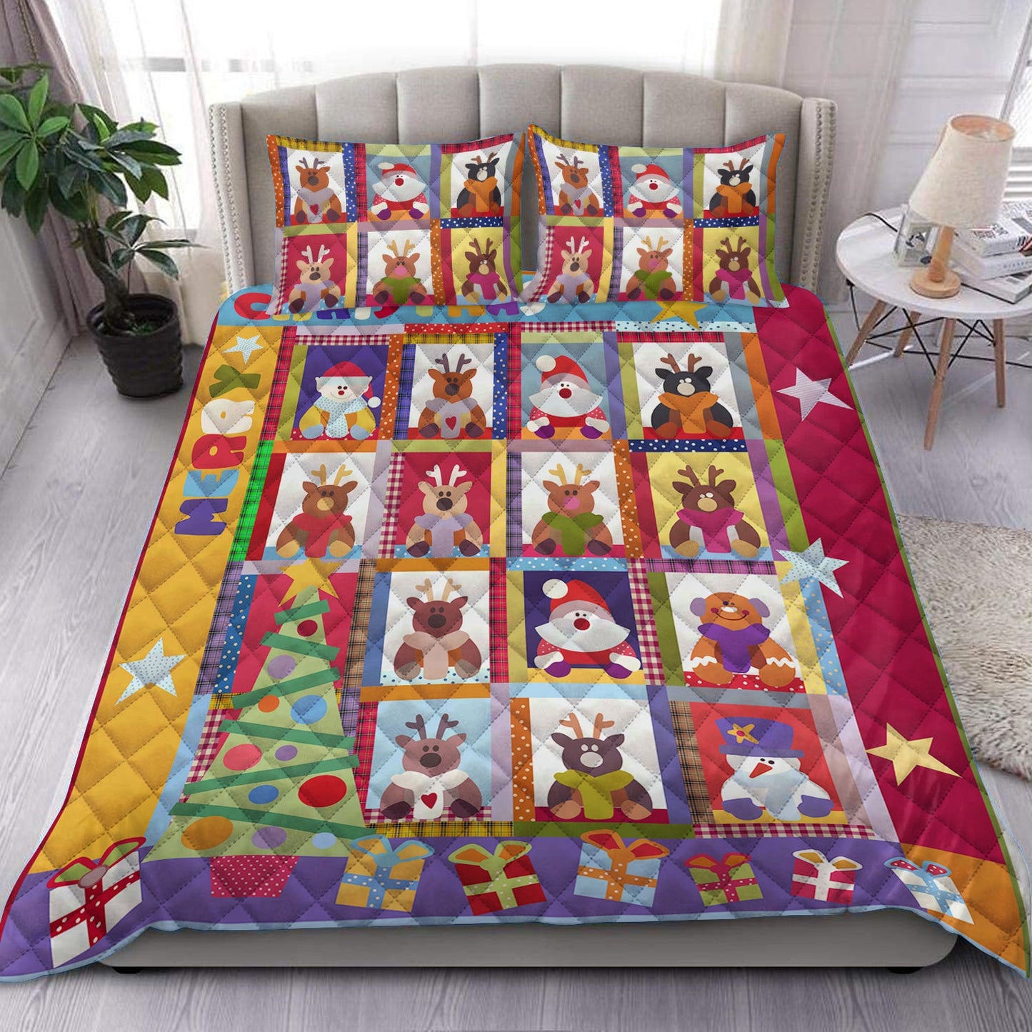 Santa House Quilt Bedding Set HN051005D