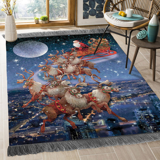 Santa Claus And Reindeer Christmas DV1810226O Decorative Floor-cloth