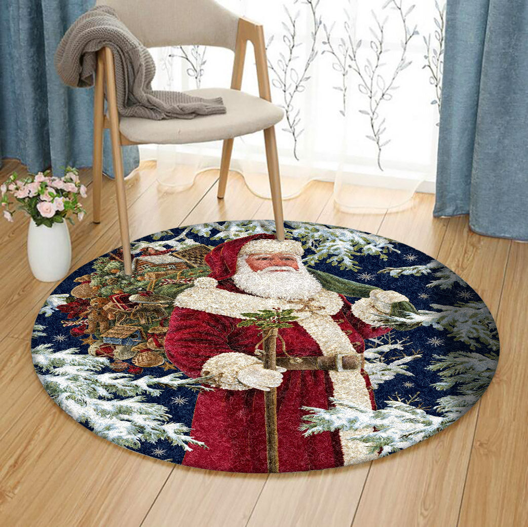 Santa Claus Merry Christmas CG1910106TM Round Area Rug
