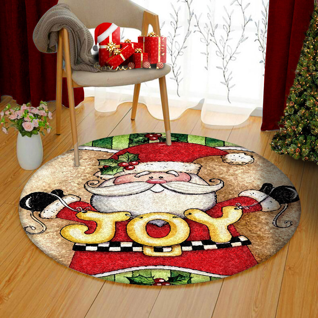 Santa Claus Merry Christmas CG2910059TM Round Area Rug