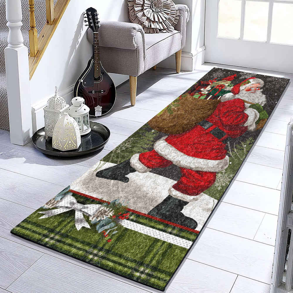 Santa Claus Rabbit Cardinal Christmas HN3110019RU Runner Rug