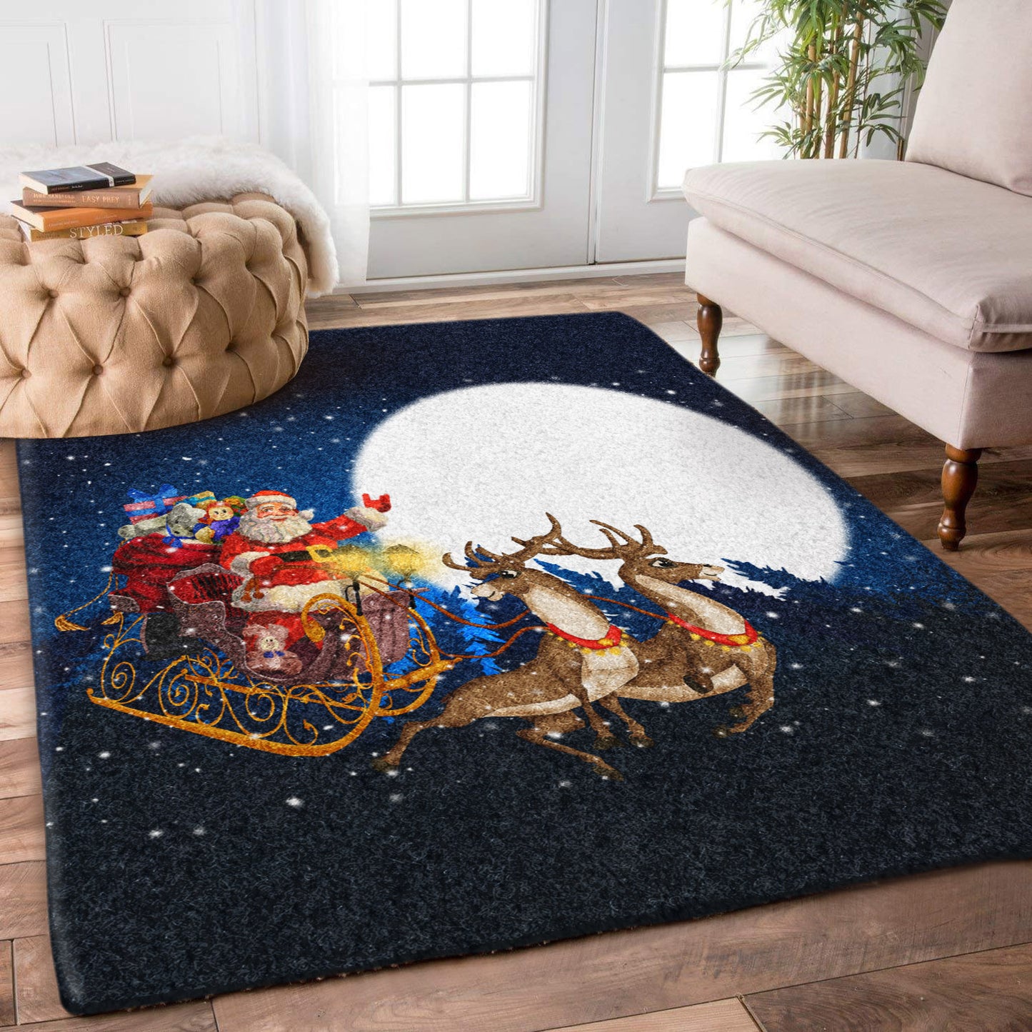 Santa Claus Reindeer Christmas HN2110253R Rug