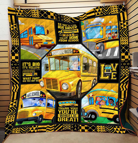 School Bus ND051104 Quilt Blanket