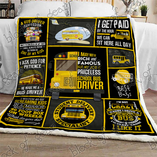 School Bus Driver CL0210181MDF Sherpa Fleece Blanket