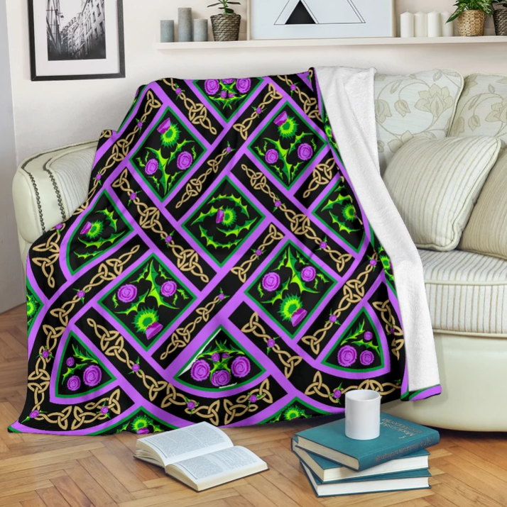 Scottish Thistle CLM1810155S Sherpa Fleece Blanket