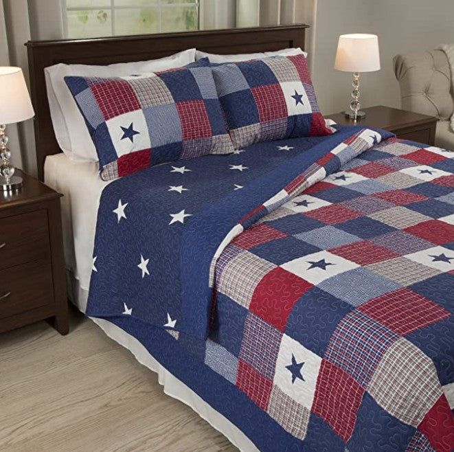 Patriotic Americana Stars Quilt Bedding Set JP200101