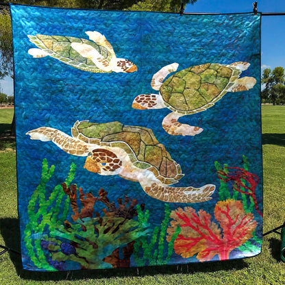 Sea Turtle CLA2310396Q Quilt Blanket