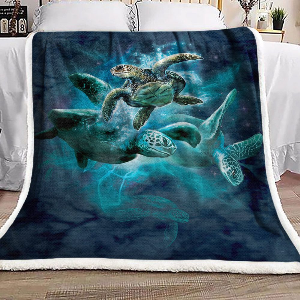 Sea Turtle Collage HN1111281F Sherpa Fleece Blanket