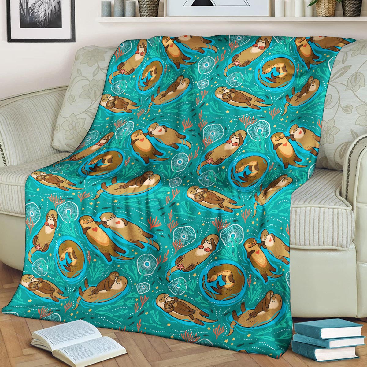 Sea Otter Pattern CLA15101005F Sherpa Fleece Blanket