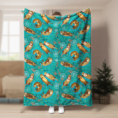 Sea Otter Pattern CLA15101005F Sherpa Fleece Blanket