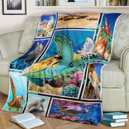 Sea Turtle CLA21100792F Sherpa Fleece Blanket