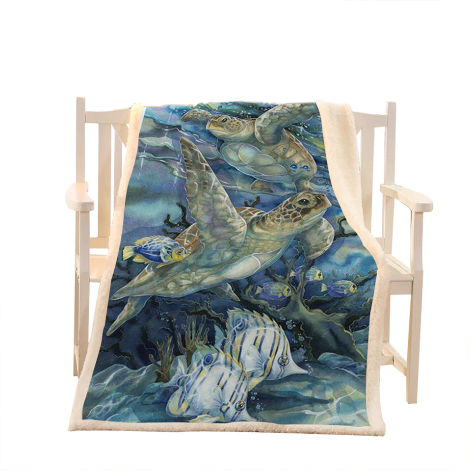 Sea Turtle CLP3010236TT Sherpa Fleece Blanket