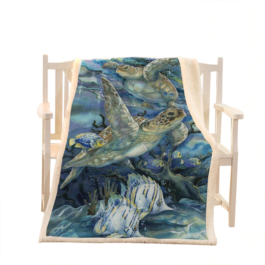 Sea Turtle CLP3010236TT Sherpa Fleece Blanket