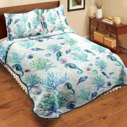 Seahorse Starfish Coral CLA0410236B Quilt Bedding Set