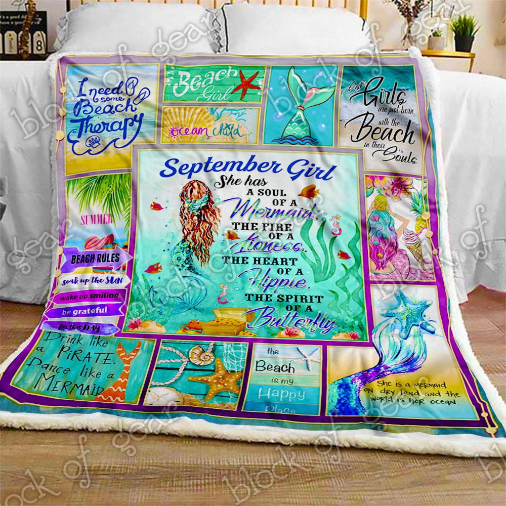 September Girl A Soul Of A Mermaid CL2709413MDF Sherpa Fleece Blanket