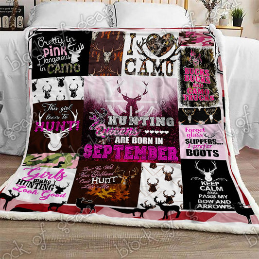 September Girls Hunting Queens CL2109125MD Sherpa Fleece Blanket