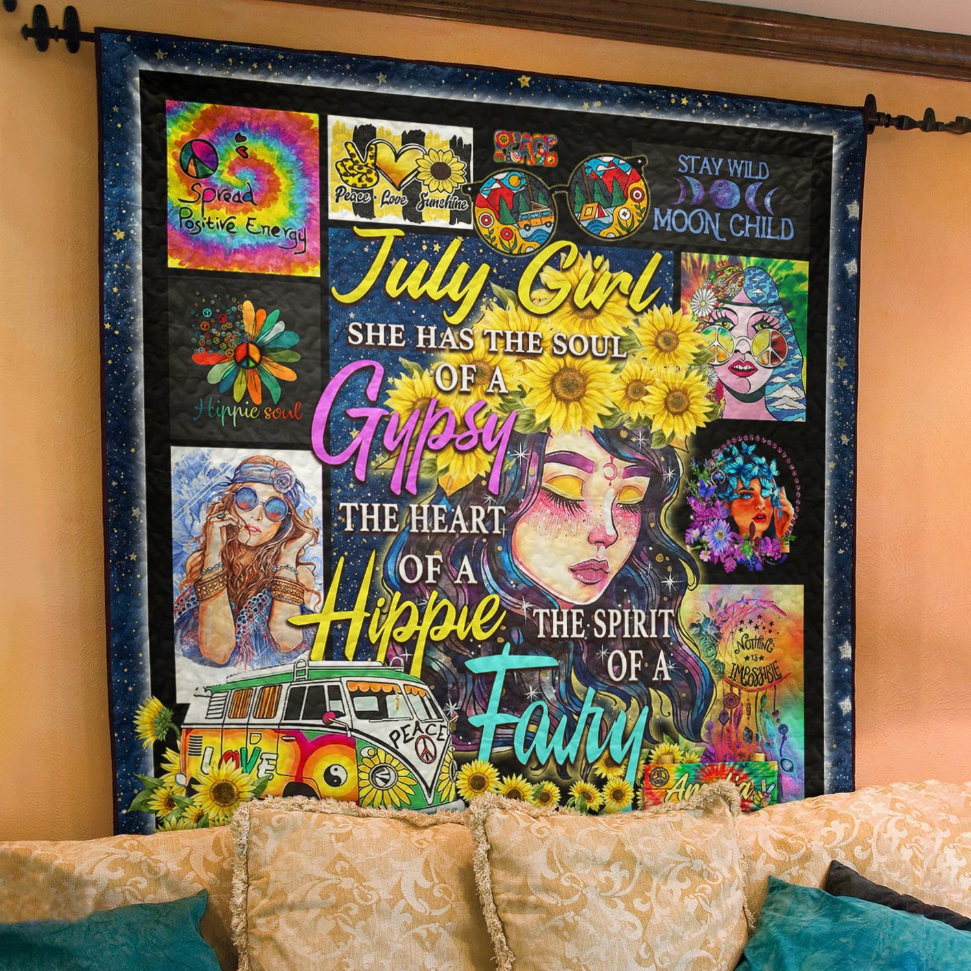 Personalized She Has The Soul Of A Gypsy Hippie Quilt Blanket TL240602Y