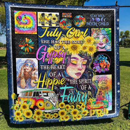 Personalized She Has The Soul Of A Gypsy Hippie Quilt Blanket TL240602Y
