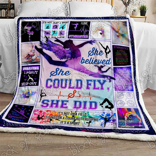 She Believed She Could Fly Gymnastics CL1909178MDF Sherpa Fleece Blanket