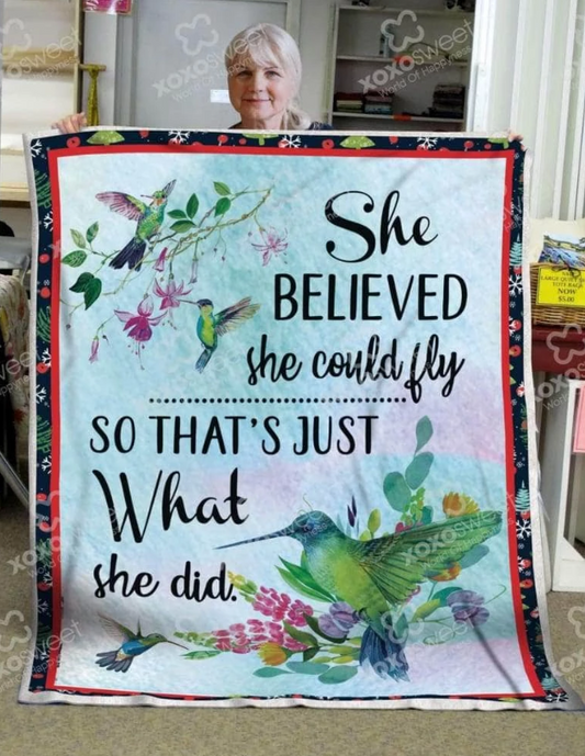 She Believed She Could Fly Hummingbird CLM3010413S Sherpa Fleece Blanket