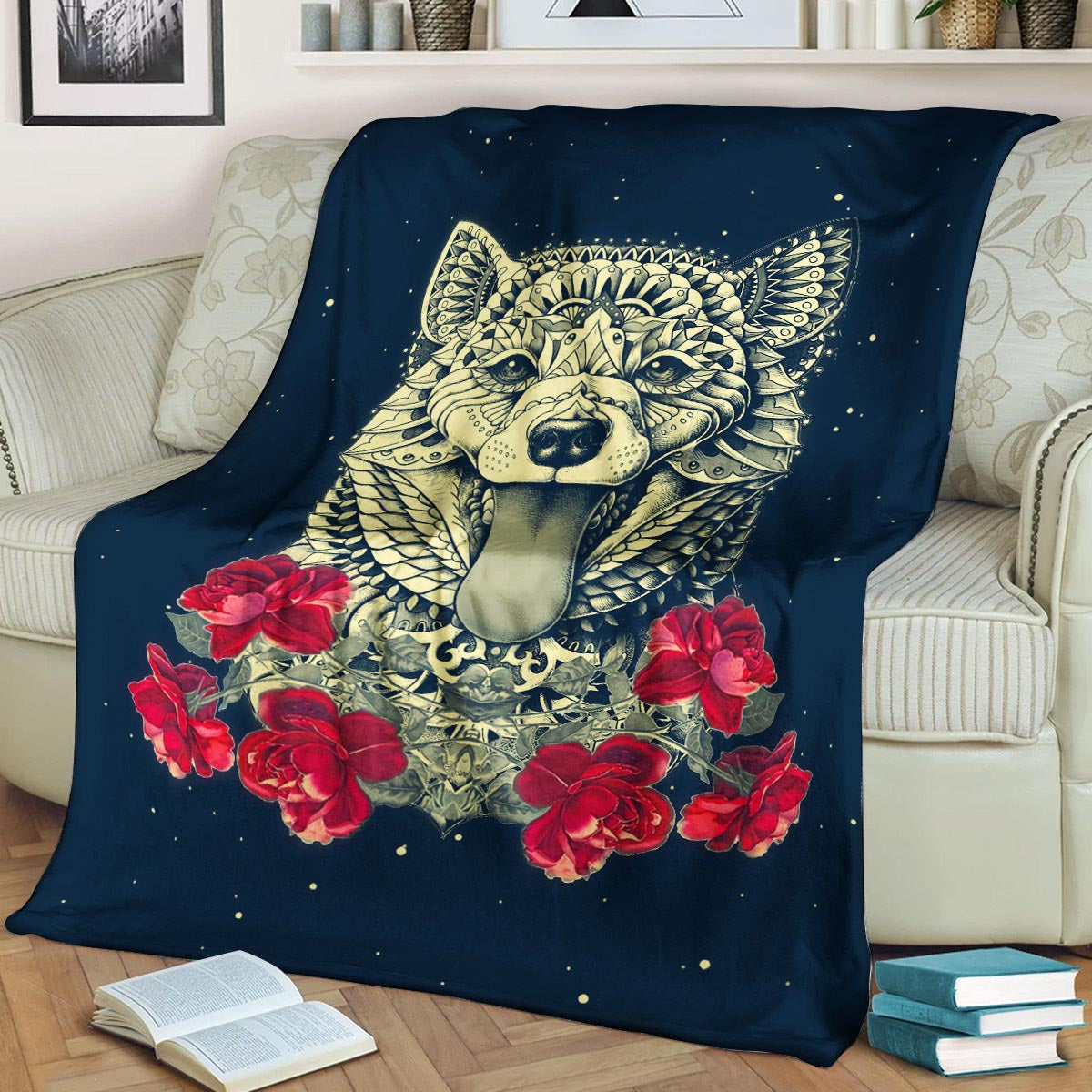 Shiba Native American DN070977F Sherpa Fleece Blanket