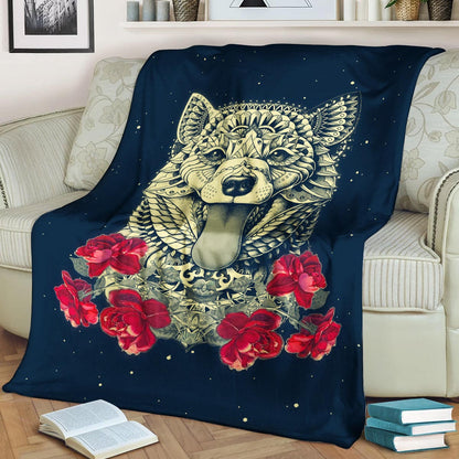 Shiba Native American DN070977F Sherpa Fleece Blanket