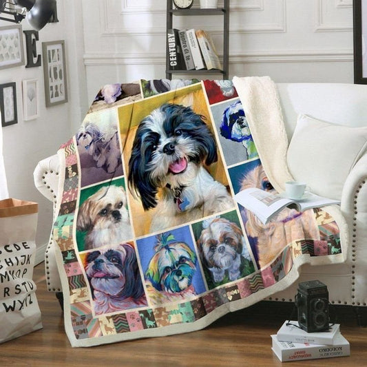 Shih Tzu CL170855MD Sherpa Fleece Blanket