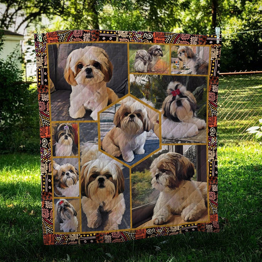Shih Tzu Vintage CL10100232MDQ Quilt Blanket