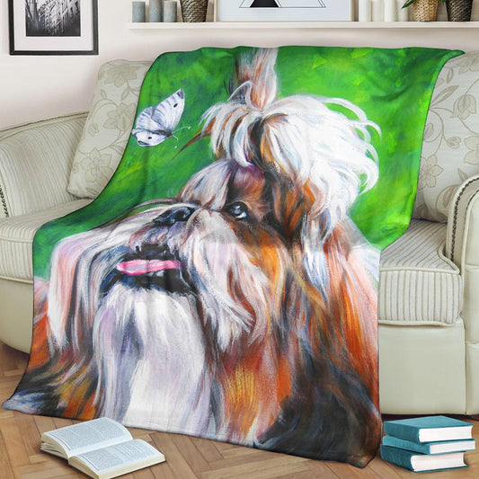 Shih Tzu BL070978F Sherpa Fleece Blanket