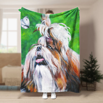 Shih Tzu BL070978F Sherpa Fleece Blanket
