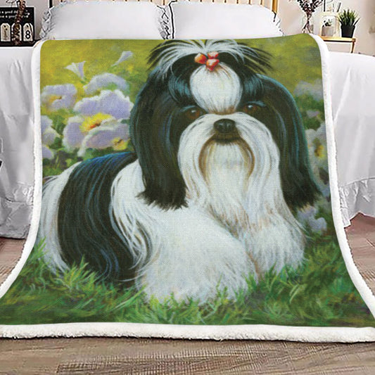 Shih Tzu Dog HM3009122TT Sherpa Fleece Blanket