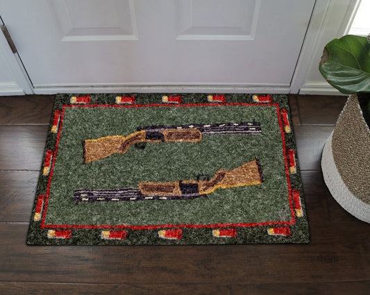 Shot Guns Hooked Wool Accent NT25100221D Non-slip Door mats