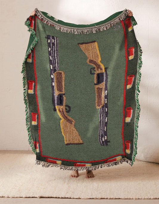 Shot Guns Hooked Wool Accent NT2510296S Throw Blankets For Sofa