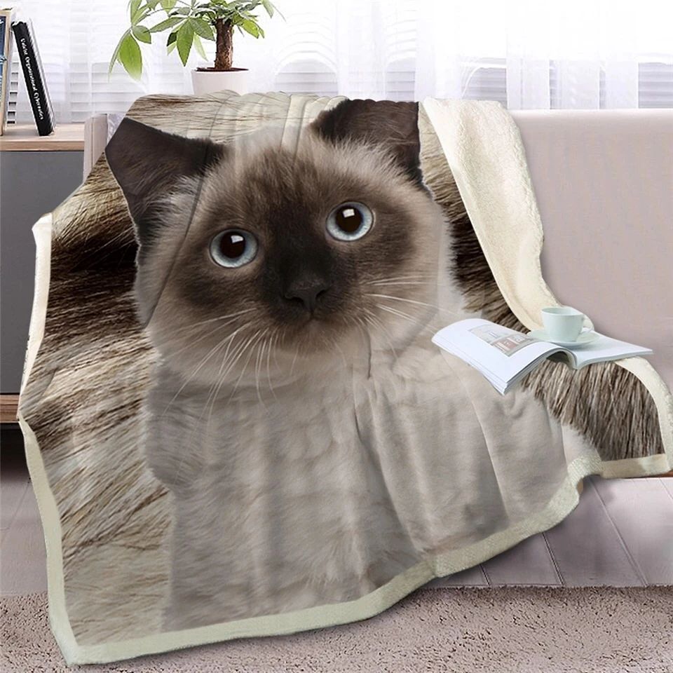 Siamese CLH2511429F Sherpa Fleece Blanket
