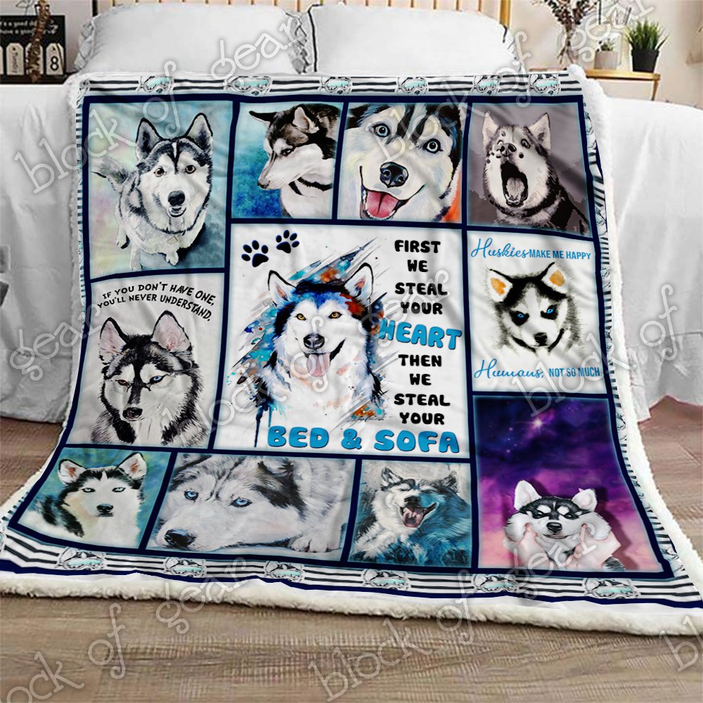Siberian Husky CL0210184MDF Sherpa Fleece Blanket