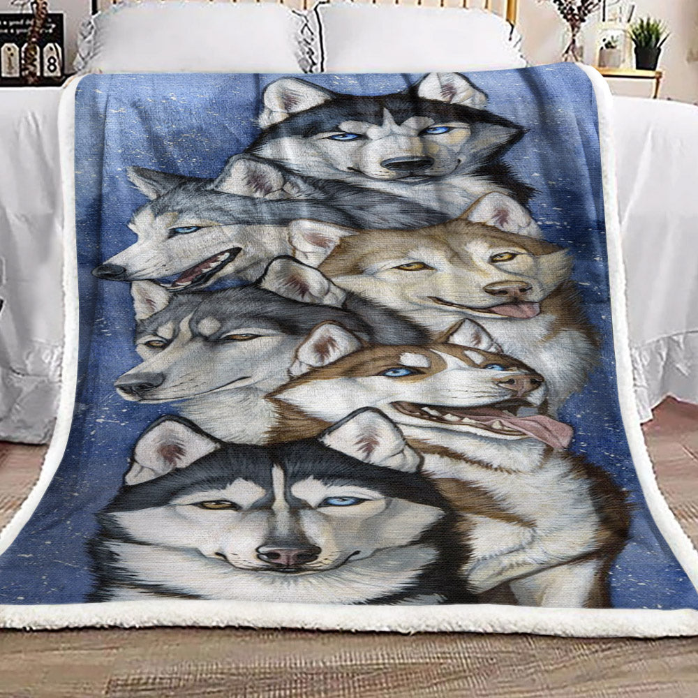 Siberian Husky Snow HN0111270F Sherpa Fleece Blanket