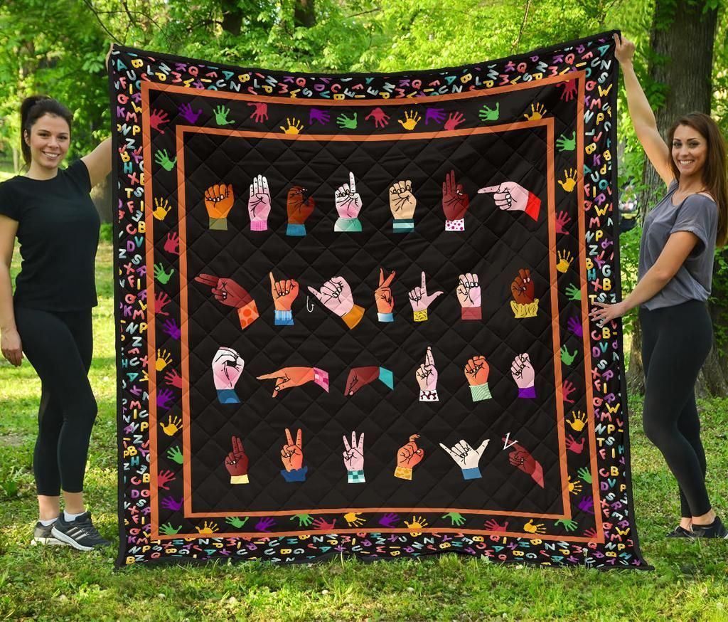 Sign Language Alphabet CL22120214MDQ Quilt Blanket